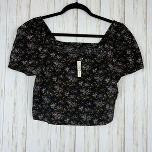 Madewell NWT Black Floral Top